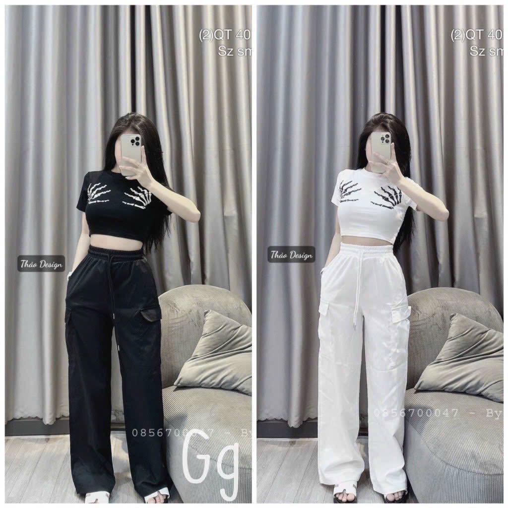 Áo Croptop Cổ Tròn In Hình