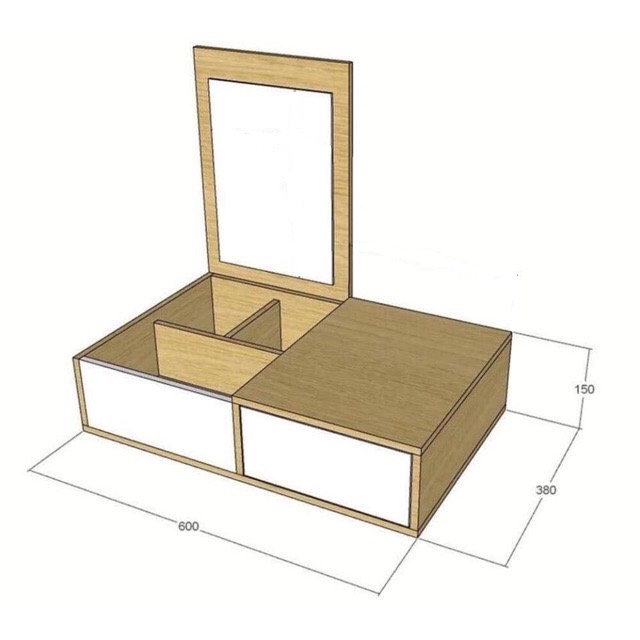 Wooden dressing table with mirror