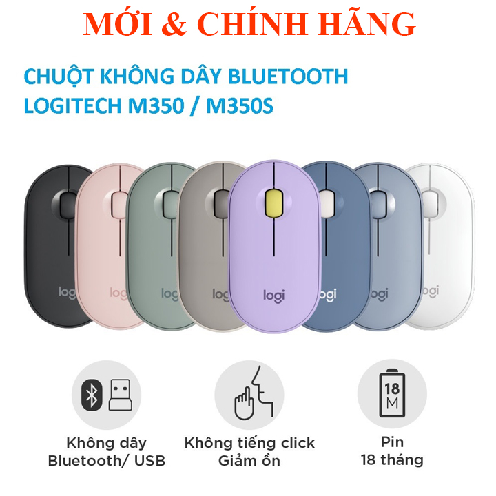 Chuột Bluetooth Logitech Pebble M350s M350 MỎNG ĐẸP Yên tĩnh, M240 M331