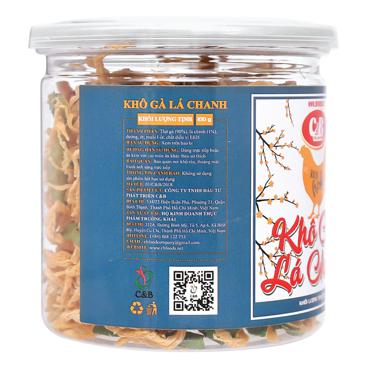 KHÔ GÀ LÁ CHANH C&B HỘP 100G