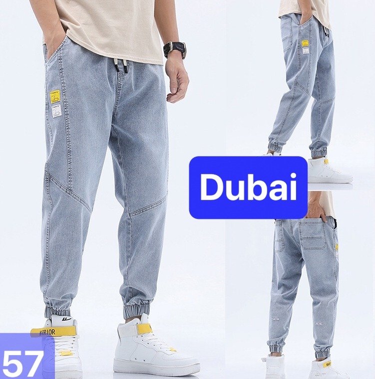 QUẦN BAGGY JEAN NAM CHẤT BÒ ỐNG RỘNG DÀI LƯNG THUN CẠP CHUN ỐNG TÚM HÀN QUỐC DB-57 - DUBAI FASHION chất liệu jean, thoáng mát, chất lượng cao, co giãn nhẹ.