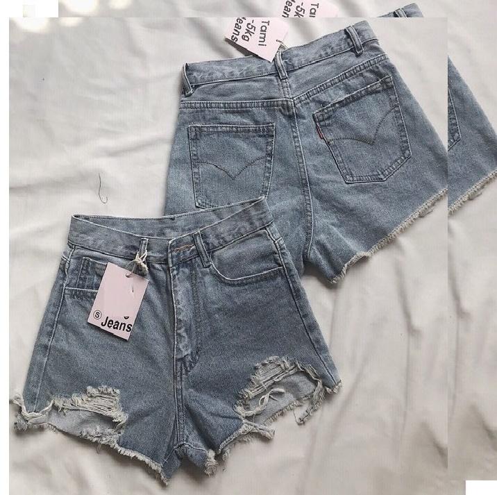 Quần short jean nữ xám rách hai bên siêu đẹp - thời trang 01SRC16