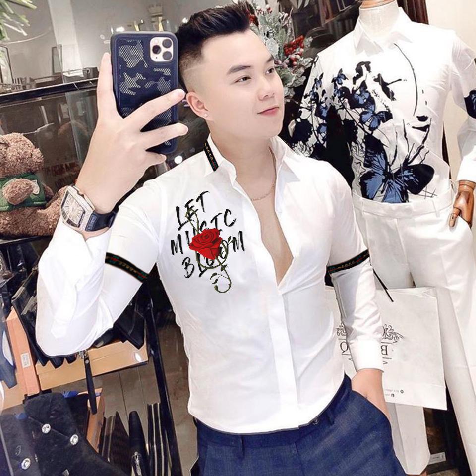 [HCM]ÁO SƠ MI NAM NỮ CẶP ĐÔI PHỐI HỌA TIẾT BÔNG HỒNG 3D SA