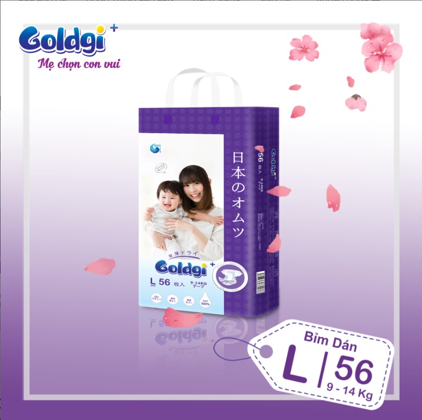 Bỉm Dán GOLDGI Size L ( 56 Miếng ) cao cấp
