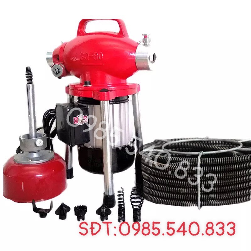 MÁY THÔNG TẮC CỐNG GQ80-550w (1 cuộn dây phi16 +4m phi8 + 6đầu thông + 1 đôi găng tay )