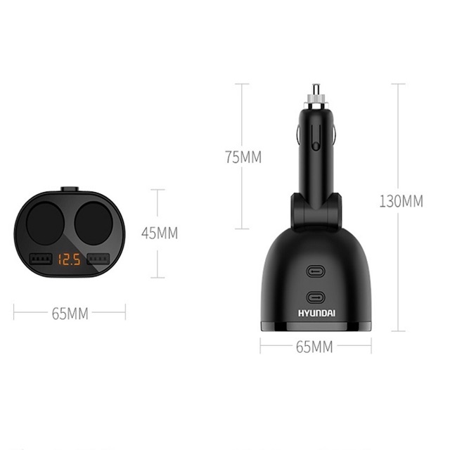 Tẩu sạc xe hơi 2 cổng (model Huyndai HY16)