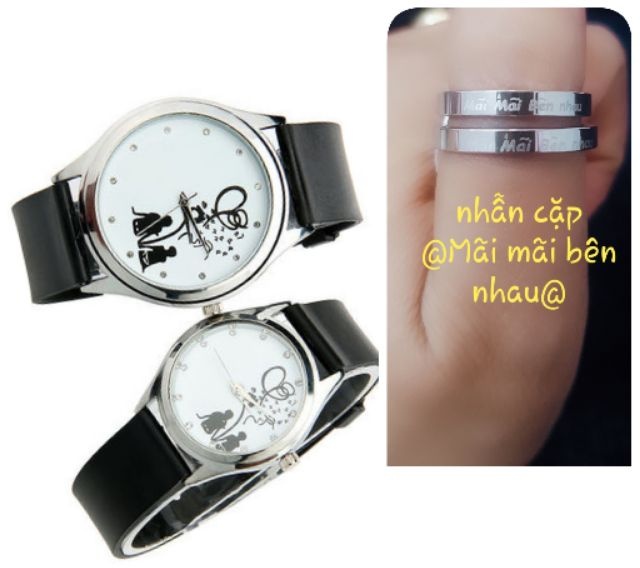 đồng hồ cặp/2cái Nam nữ tặng 1 cặp nhẫn và pin