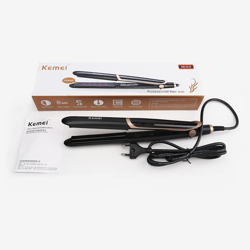 Máy duỗi tóc cao cấp 2 in 1 hiển thị nhiệt độ kemei km 2219