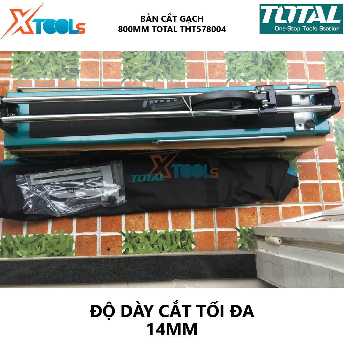Bàn cắt gạch đẩy tay TOTAL THT578004 Bàn dao cắt gạch men 1m chiều dài phần cắt gạch là 800mm, 22x10.5x2mm cắt gạch men, gạch ốp tường