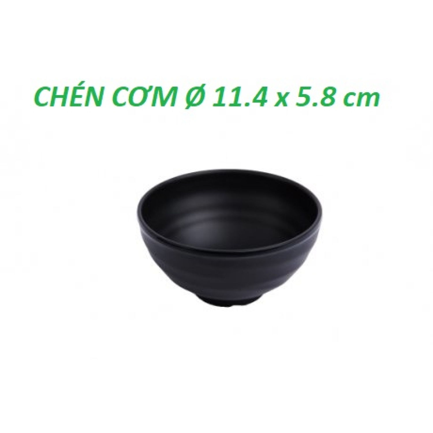 Chén cơm nhựa melamine nhám đen co 15n : ø 11.4 x 5.8 cm