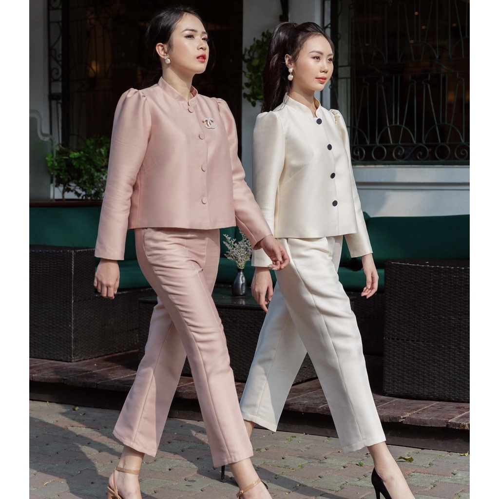 Quần tây ống đứng nữ hồng nude