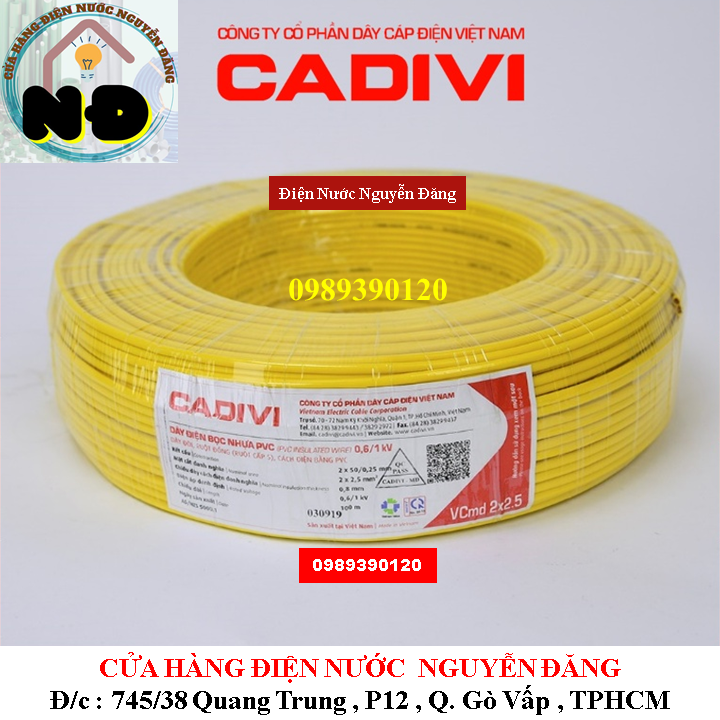 Dây điện đôi mềm cadivi vcmd 2x2.5 mm cao cấp - hàng chính hãng - màu ngẫu nhiên