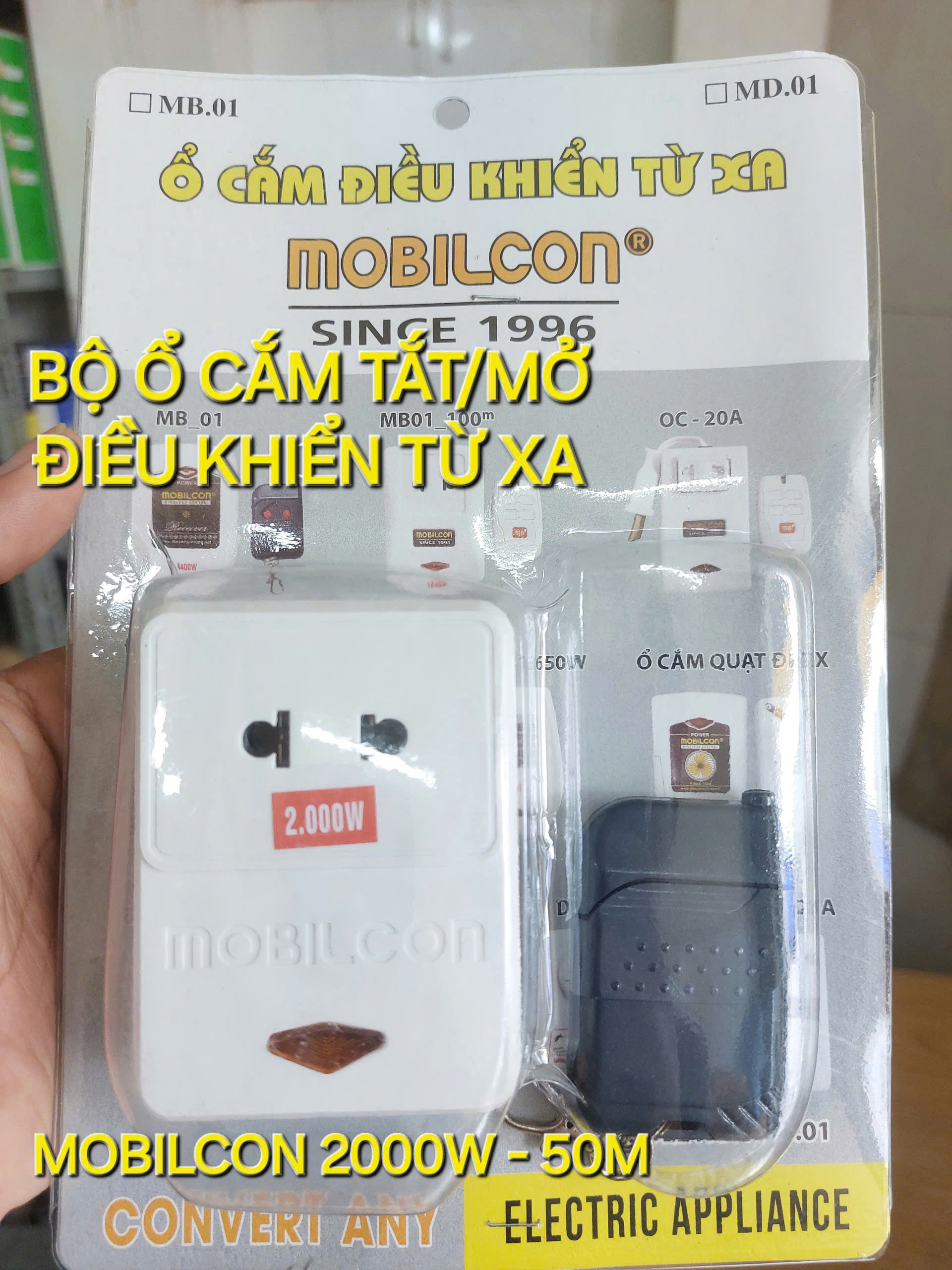 ( MOBILCON 2000W - 50M ) Bộ Ổ Cắm Tắt/ Mở Điều Khiển Từ Xa Mobilcon