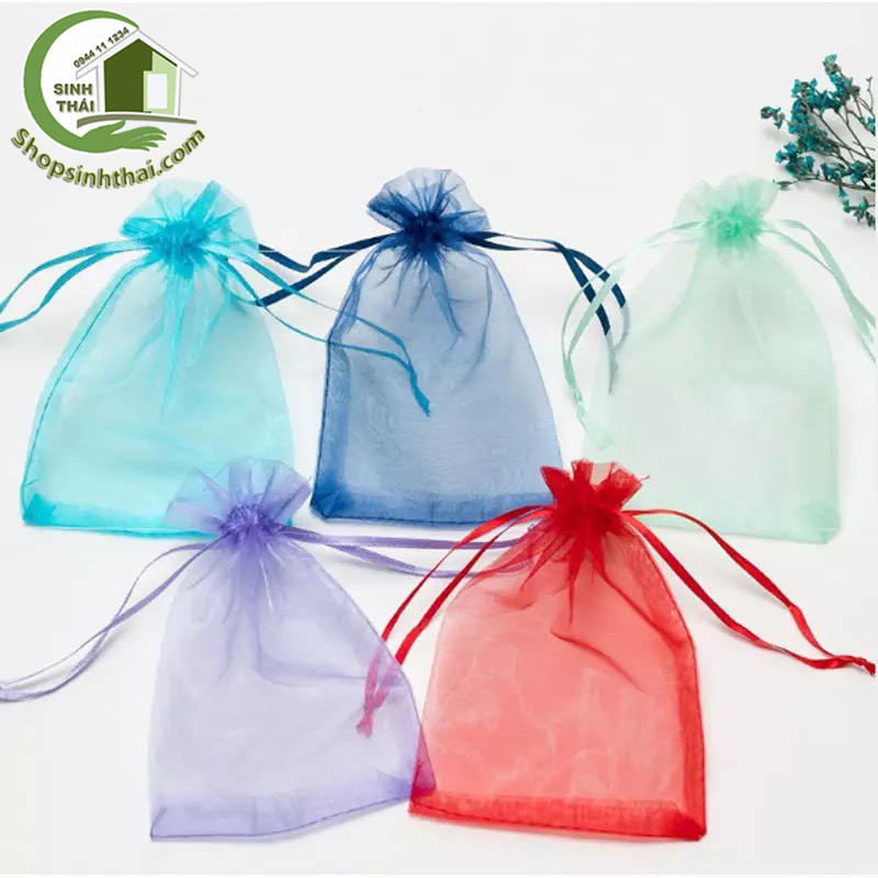 [HCM]Túi vải voan dây rút màu xám - túi lớn 20x30cm - túi đựng mỹ phẩm đựng bánh kẹo quà tặng hoa khô thơm