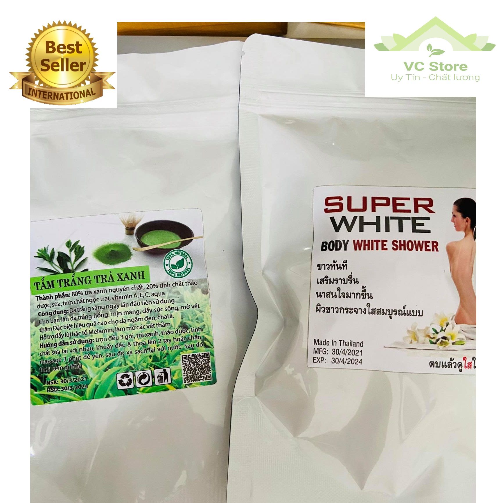 Combo tắm trắng super white body + tắm trắng trà xanh - mẫu mới