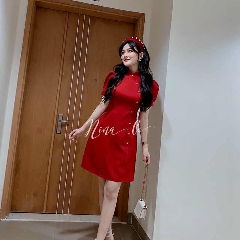 đầm sườn sám đính ngọc
