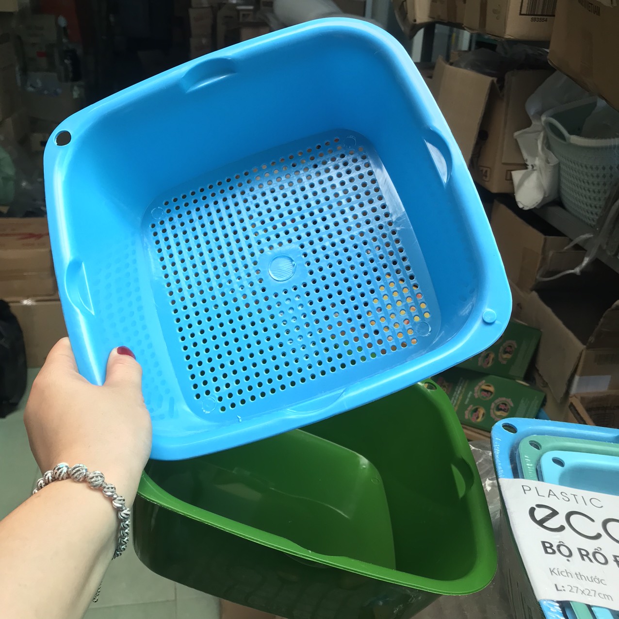 Bộ thau rổ nhựa vuông ECCO 6 món dày đẹp