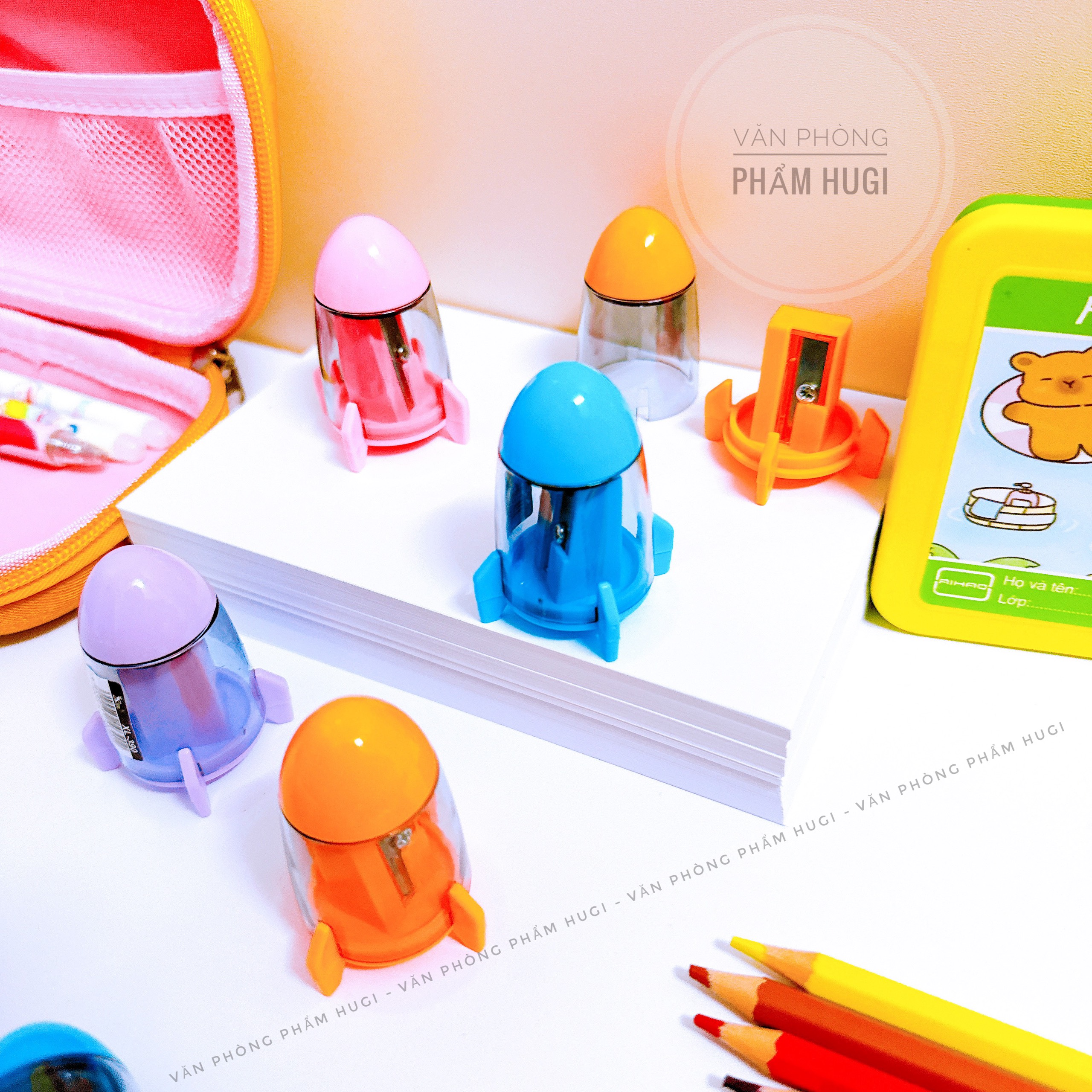 Student cute rocket pencil sharpener set 4 PCs