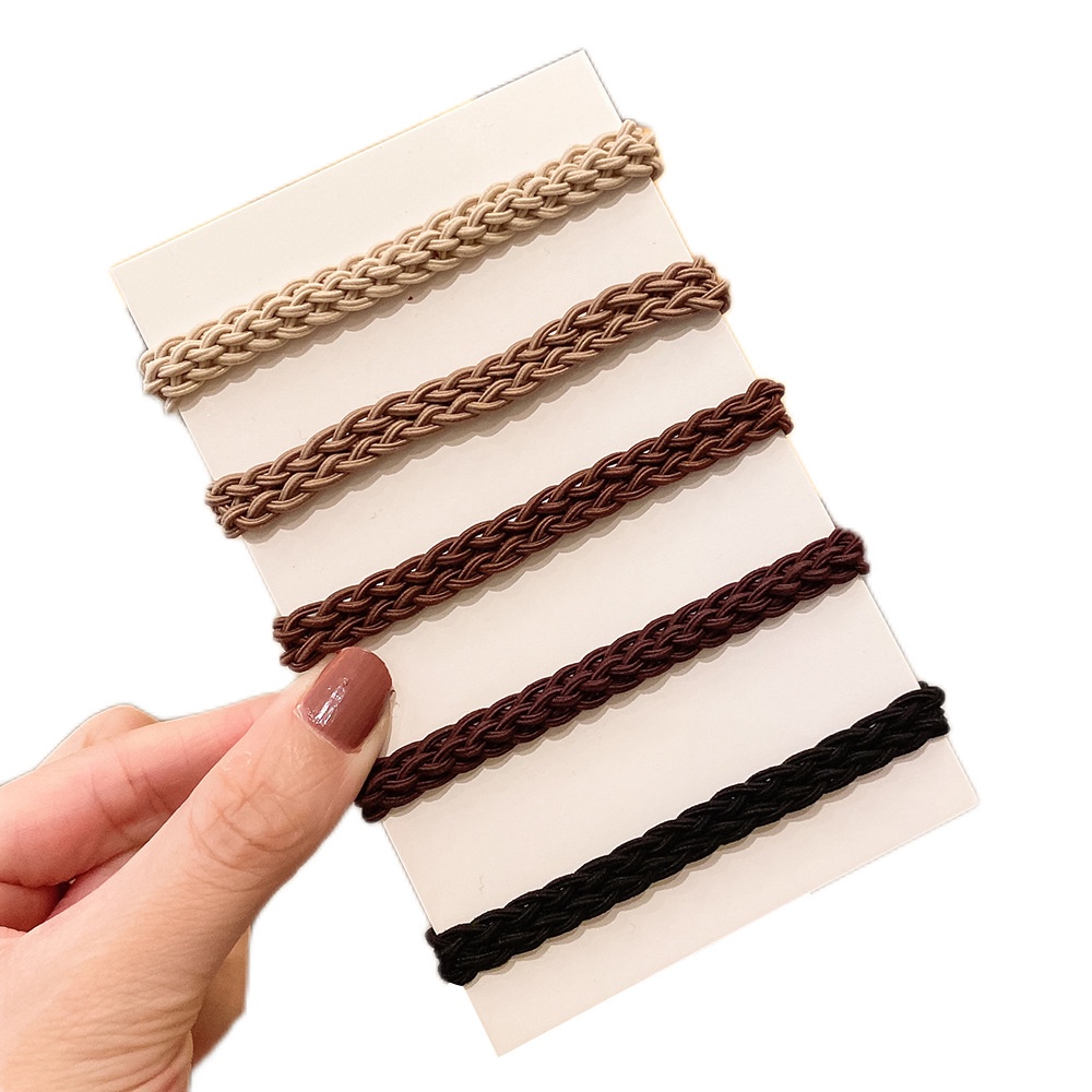 Set 05 Dây buộc tóc màu trà sữa co giãn phong cách Hàn Quốc