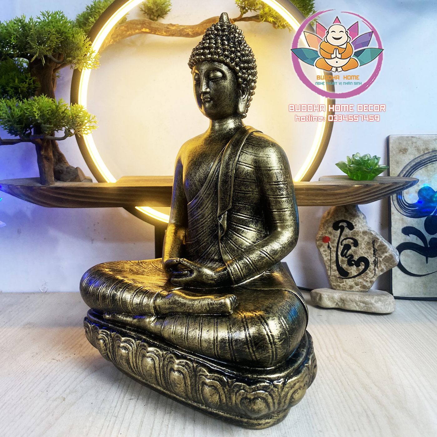 Tượng Thích Ca style Thái 30cm màu trắng sứ