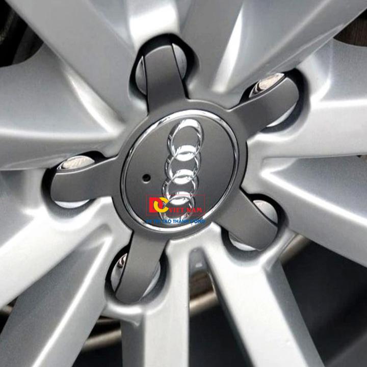 1 chiếc logo chụp mâm, lazang bánh xe ô tô, xe hơi Au.di đường kính 135mm A6Q5135 ( Màu Xám)