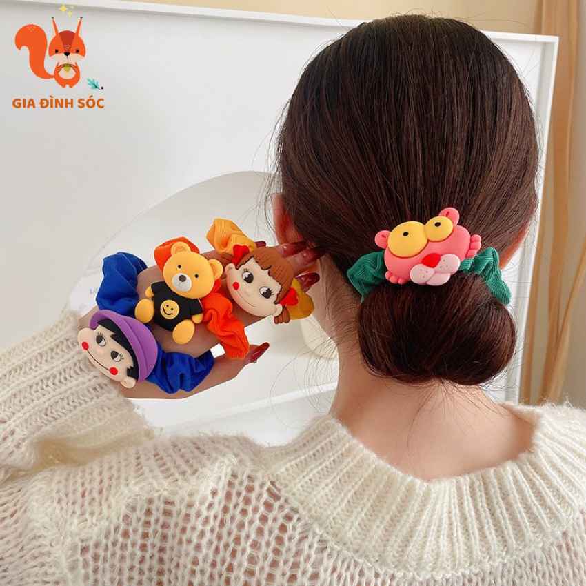 Dây buộc tóc vải hình hoạt hình dễ thương
