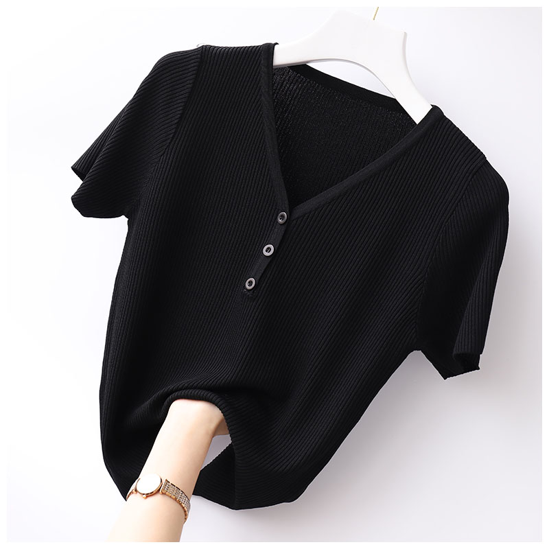 Maiimer - Áo len cộc tay cúc dọc (9 màu)