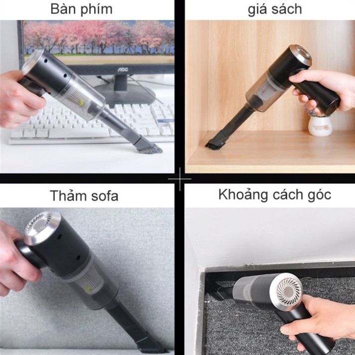 LazMaIl Máy Hút Bụi Phi Líp Bền, Chính Hãng Cầm Tay Không Dây Công Suất 120W Hút Cực Mạnh, Dung Lượng Pin Lớn 2000, Sạc Cáp USB Tiện Dụng, Hiệu Quả