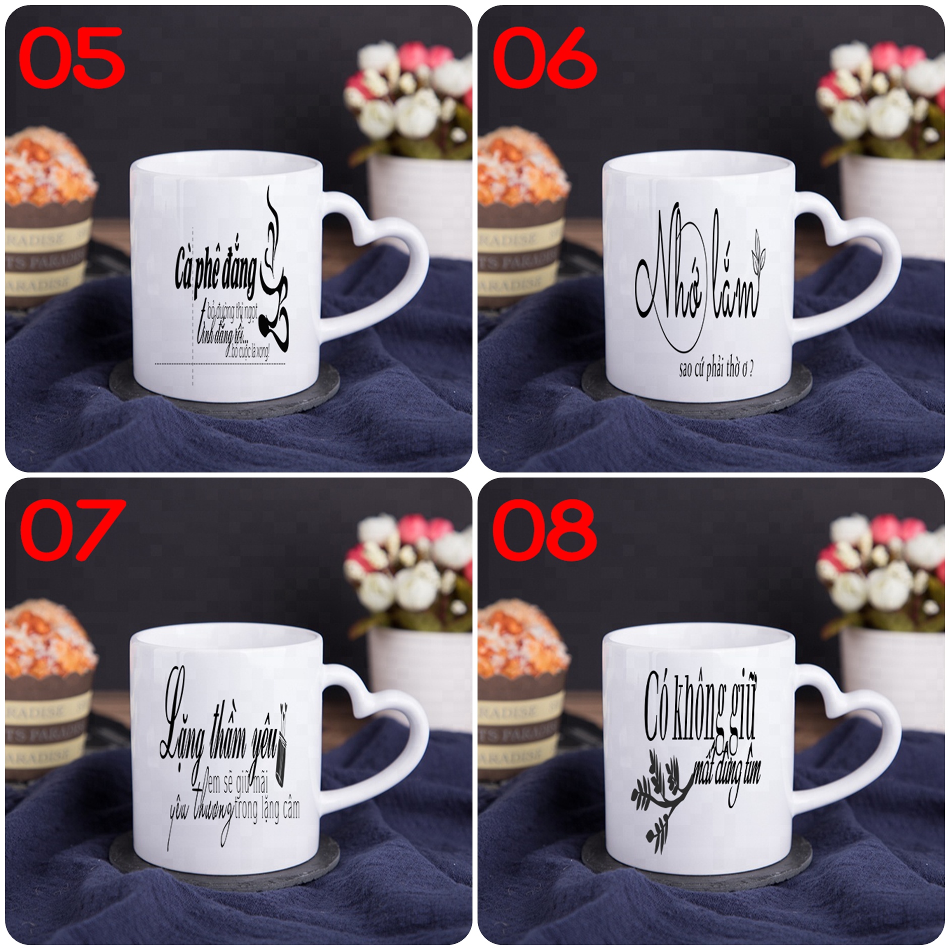 (20 Mẫu) Ly Sứ In Typography 350ml