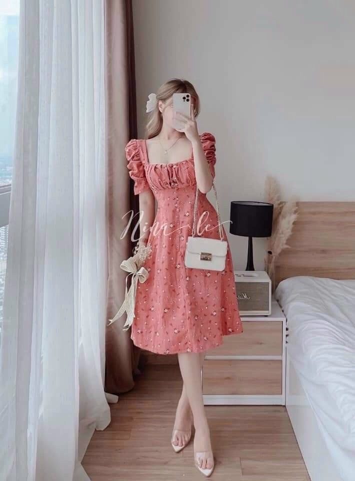 [FREESHIP MAX + HOÀN TIỀN MAX 15%] Đầm Kate Hoa Có Mút