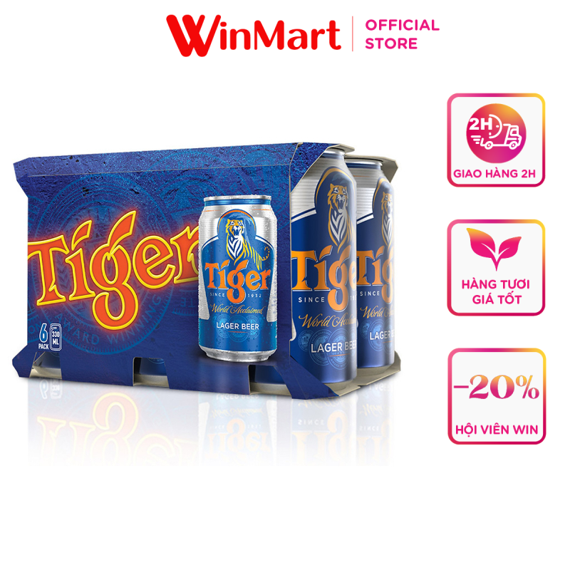 -lốc 6 lon bia tiger cao 330ml