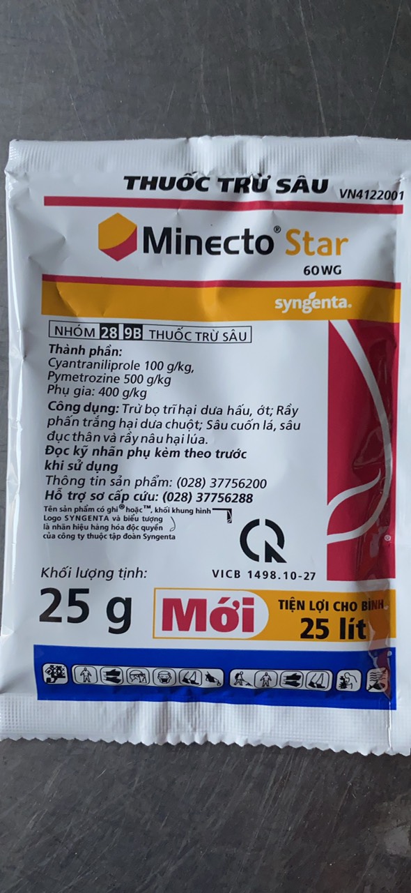 Thuốc trừ sâu trĩ rầy Minecto Star 60wg (gói 25gr) chuyên dùng Hoa Hồng Hoa Mai rau màu cây ăn trái