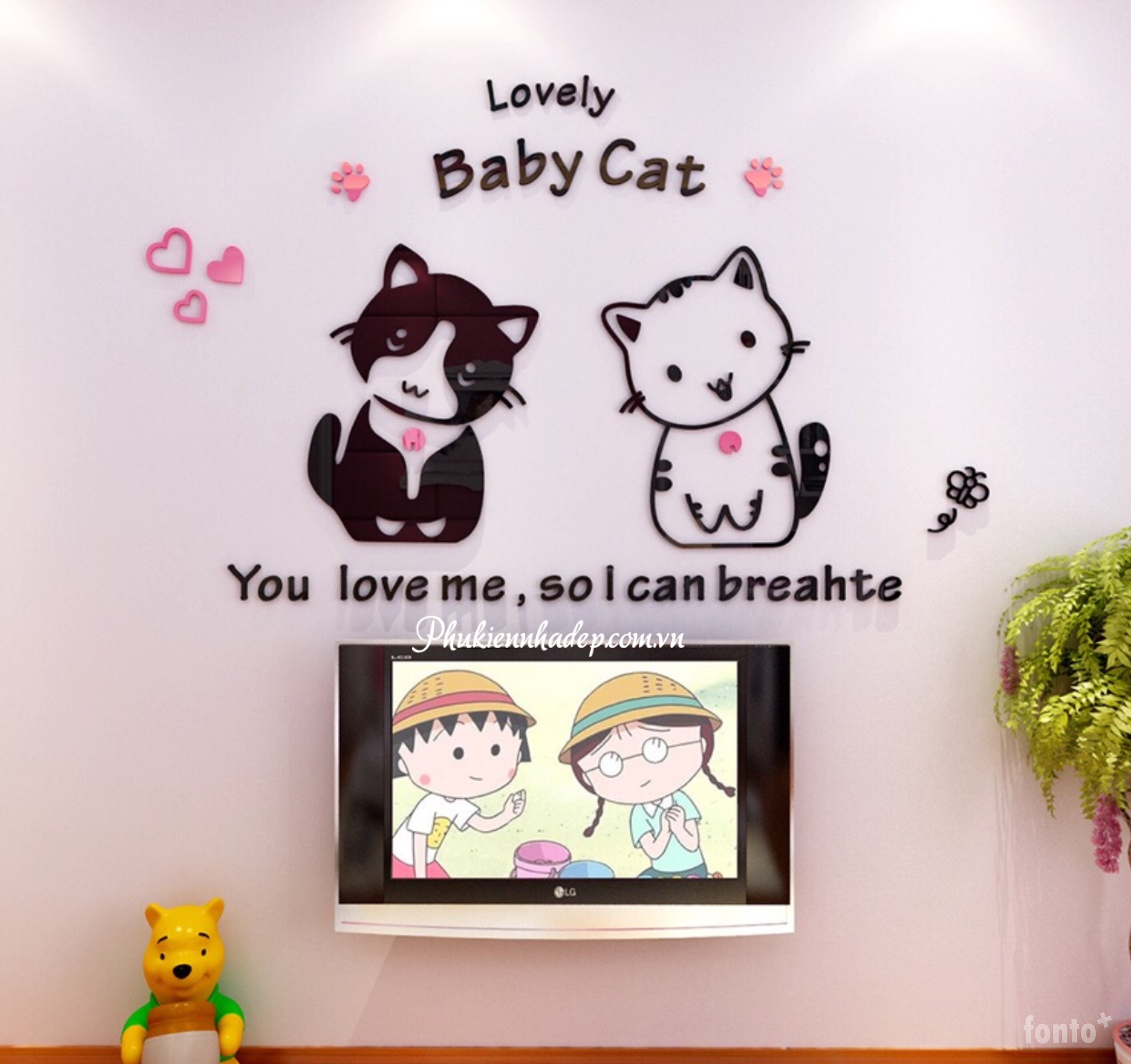 Tranh mica dán tường 3d baby cat, giấy dán tường acrylic, tranh mica 3d, tranh mica dán tường, mica dán tường, mica dán tường 3d, baby cat
