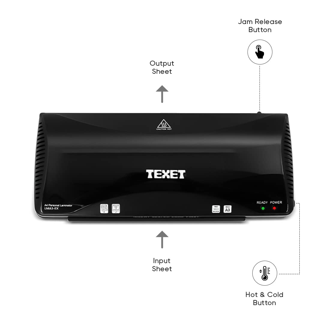 Máy ép nhựa plastic khổ A3 Texet LMA3-EX (Đen) (TẶNG 1O MÀN ÉP)