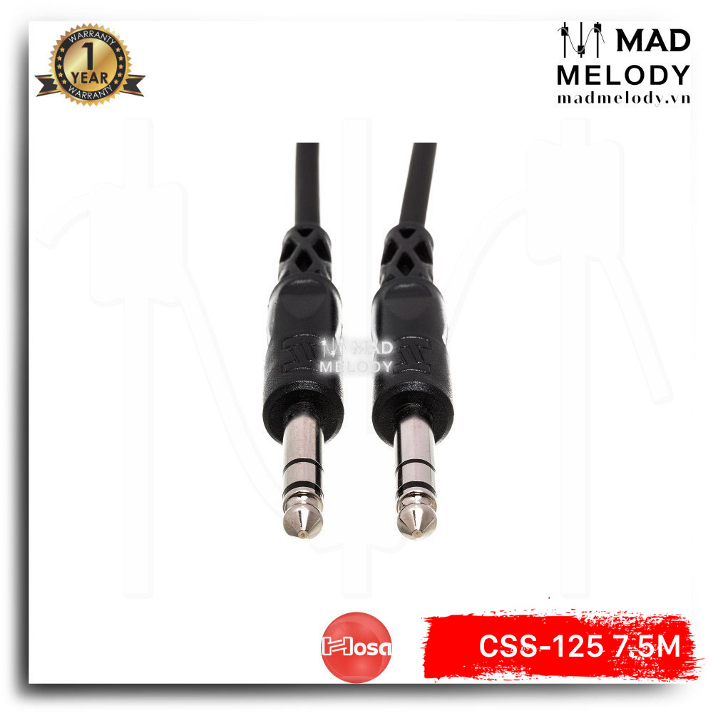 Hosa Balanced Interconnect CSS-125 (7.5m) (1/4in TRS - 1/4in TRS) [Dây cáp tín hiệu kết nối 6ly đơn, NEW]
