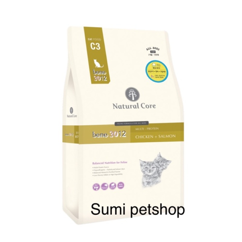 1.5kg Thức ăn Natural Core C3 Bene 3012 cho mèo thịt gà & cá hồi, chất lượng đảm bảo an toàn đến sức khỏe người sử dụng, cam kết hàng đúng mô tả