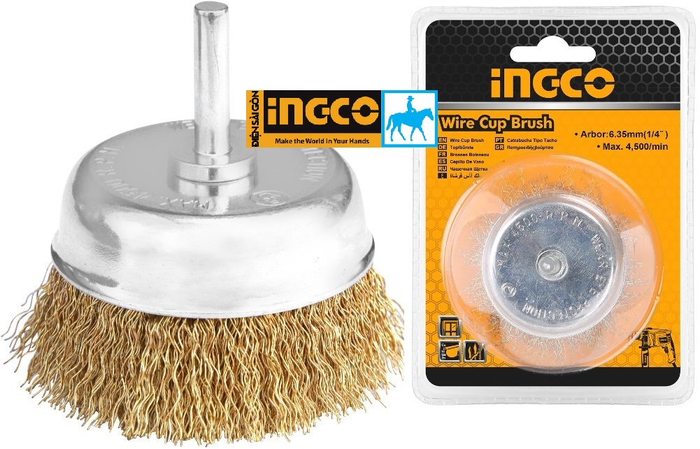 Bánh cước có cán 75mm Wire Cup Brush INGCO WB30751