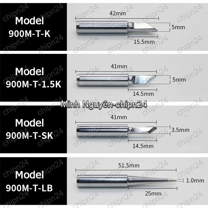 [1 cái] (K26) Đầu Mũi Hàn Hakko 936 (900M-T-K Nhọn/Cong/Dao/Tròn) - [Chọn Loại] - HHH.00112