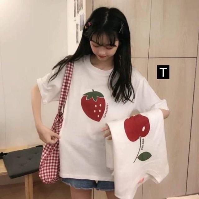 Áo phông quả Cherry và Dâu Tây DTR0519