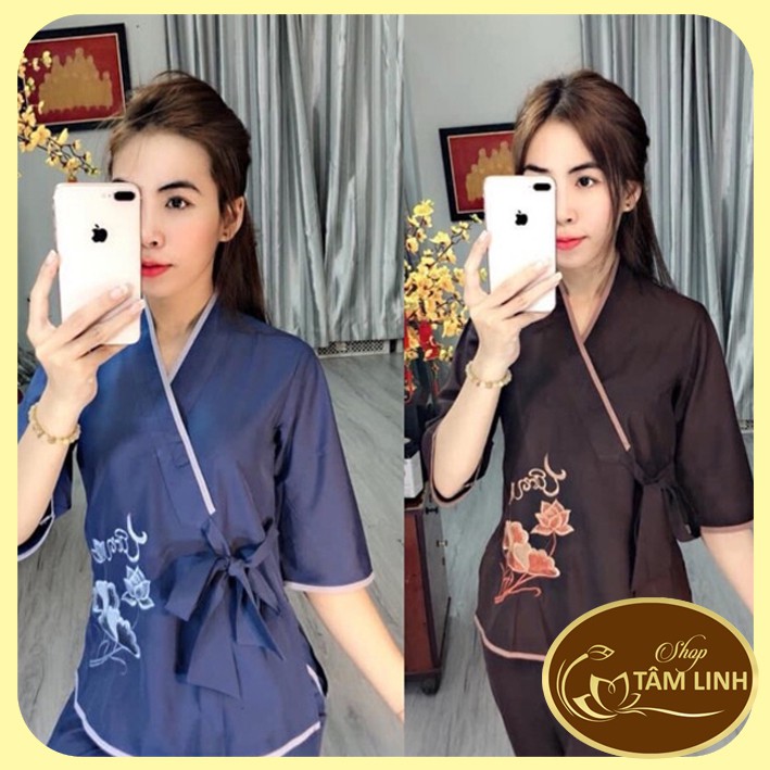 Đồ Lam Đi Chùa _Nhật Nơ Hoa Thêu