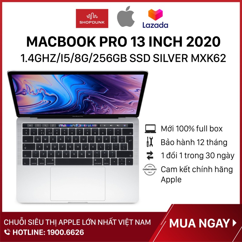 Bảng giá Laptop Macbook Pro 13 inch 2020 1.4GHz/i5/8G/256GB SSD Silver MXK62, Hàng chính hãng Apple, mới 100%, nguyên seal, Bảo Hành 12 Tháng - Shopdunk Phong Vũ