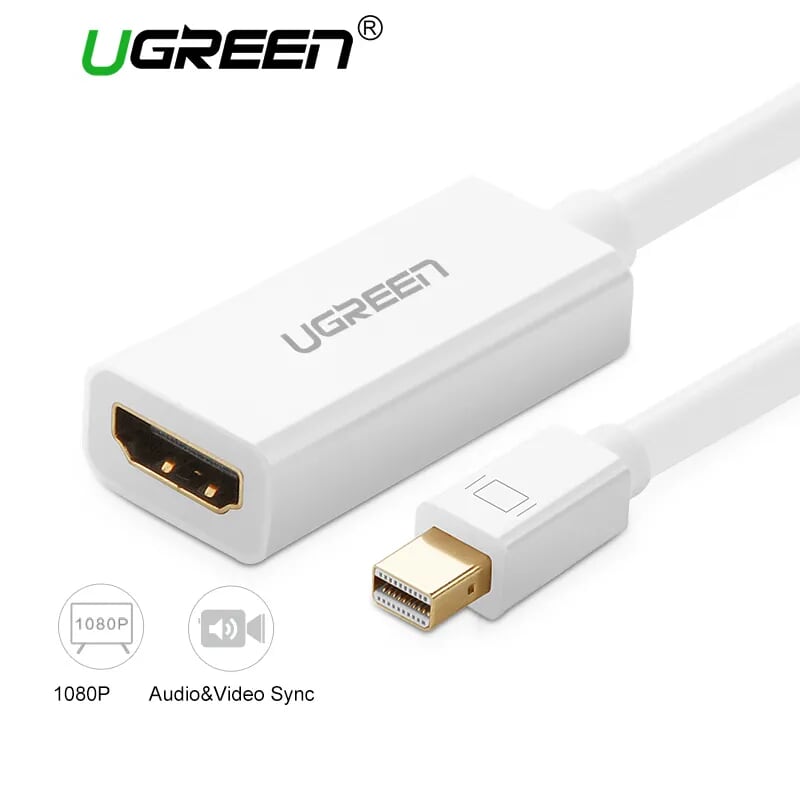 Ugreen 10460 18cm màu trắng cáp chuyển đổi mini dp sang hdmi hỗ trợ phân giải 1920x1080 md112