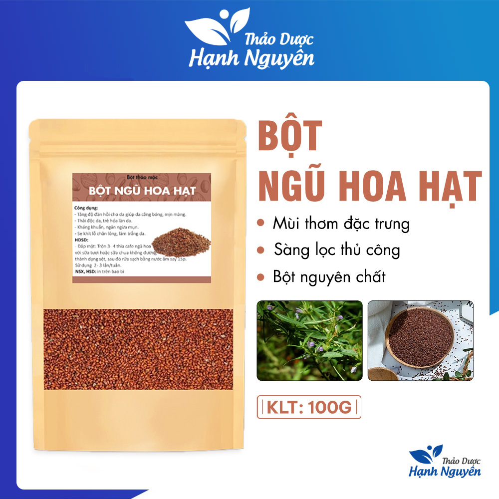 Bột ngũ hoa hạt 100g, hạt đình lịch khô, mặt nạ ngũ hoa giúp sáng da, ngừa mụn, mờ thâm
