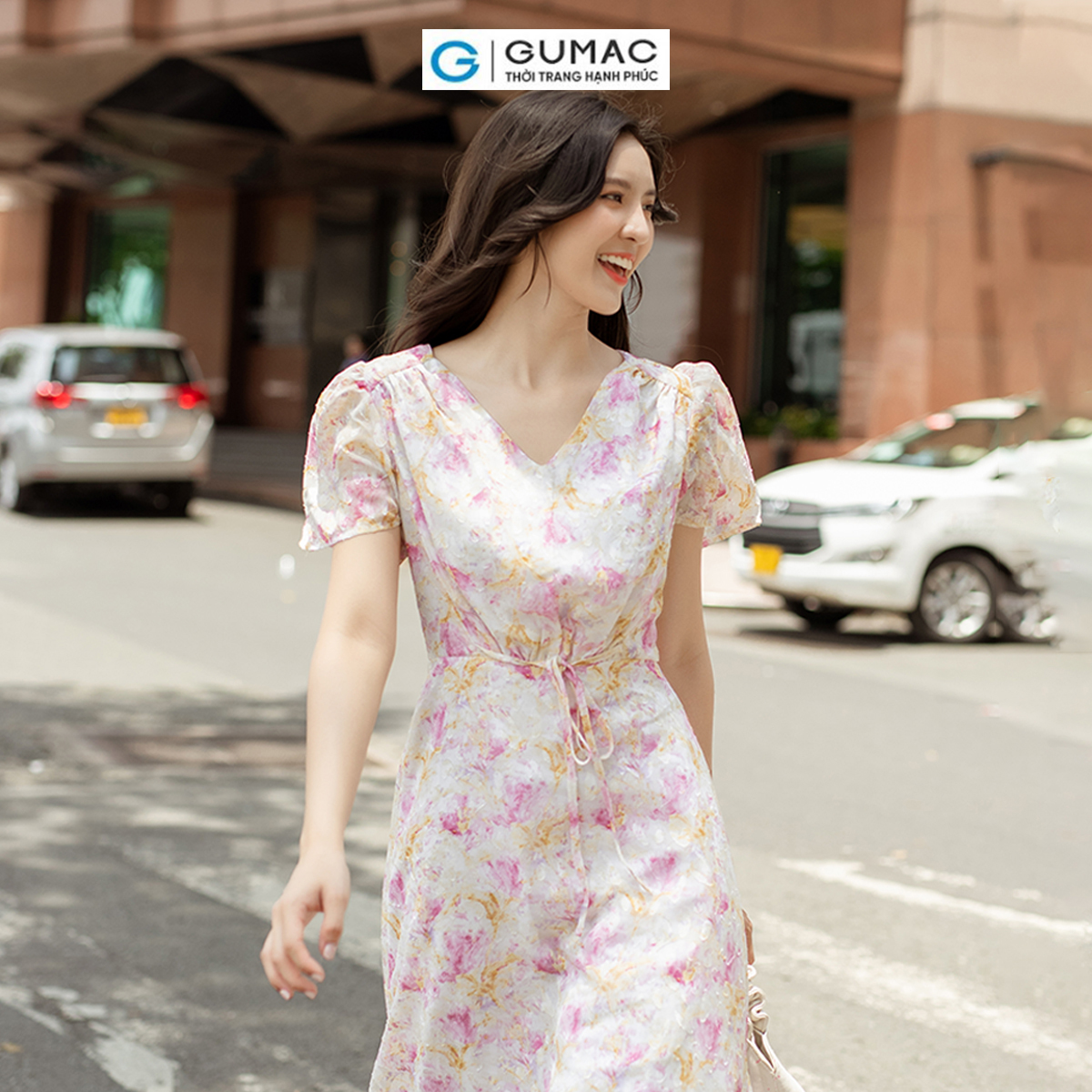 [BST MỚI RA MẮT THÁNG 6] Đầm hoa thắt nơ eo thời trang GUMAC DD06015