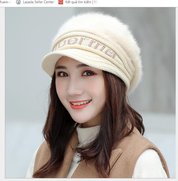 Mũ nồi len lông thỏ có vành phong cách Hàn, nón nồi len. mũ bê rê len cao cấp