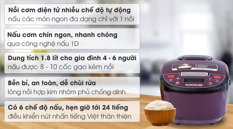 [HCM]NỒI CƠM ĐIỆN TỪ SUNHOUSE SHD8909