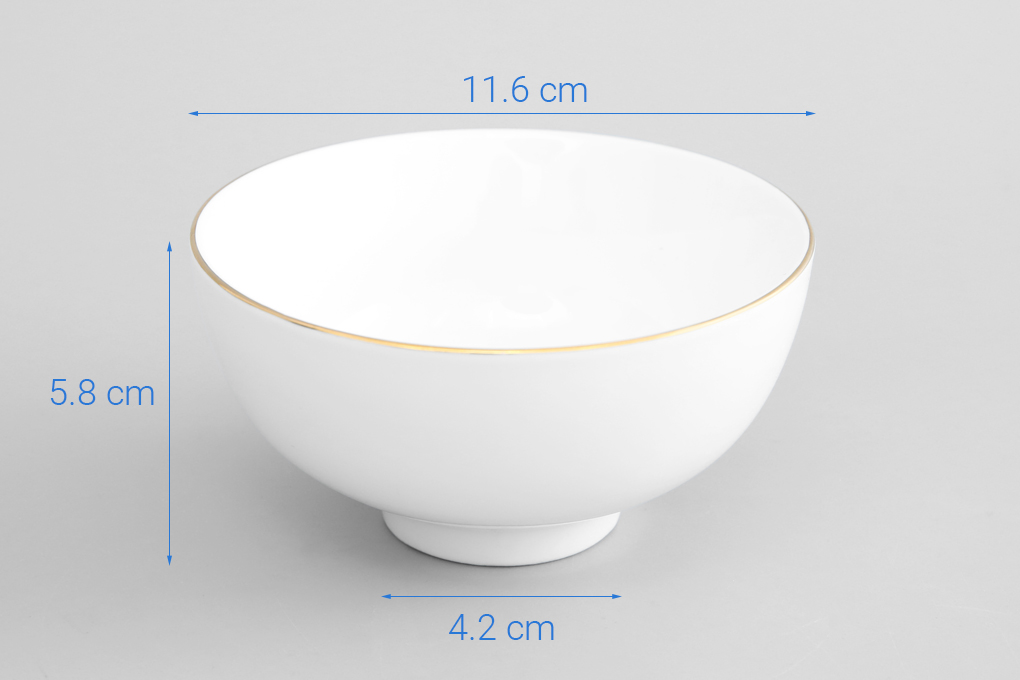 [HCM]Chén cơm sứ viền vàng 12K 11.6 cm Minh ChâML003