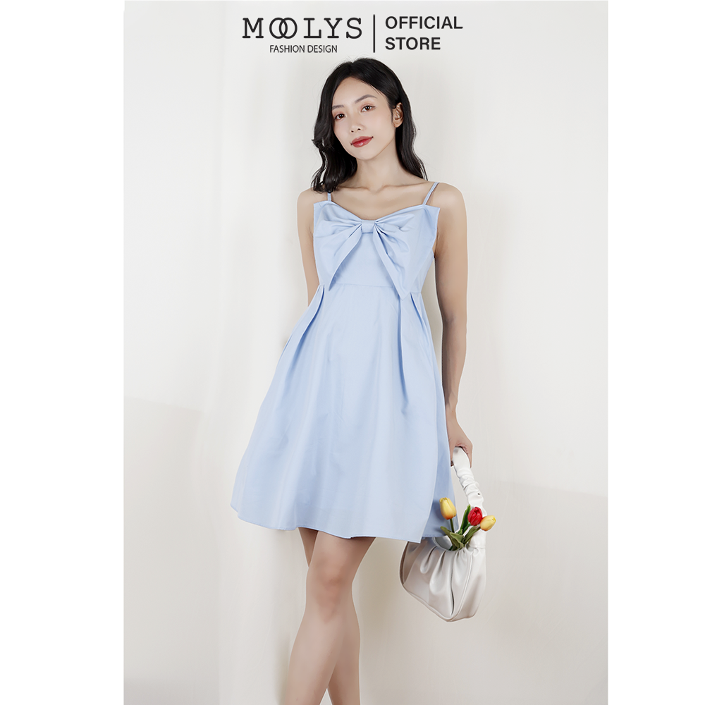 Đầm hai dây đính nơ dễ thương Moolys MD007