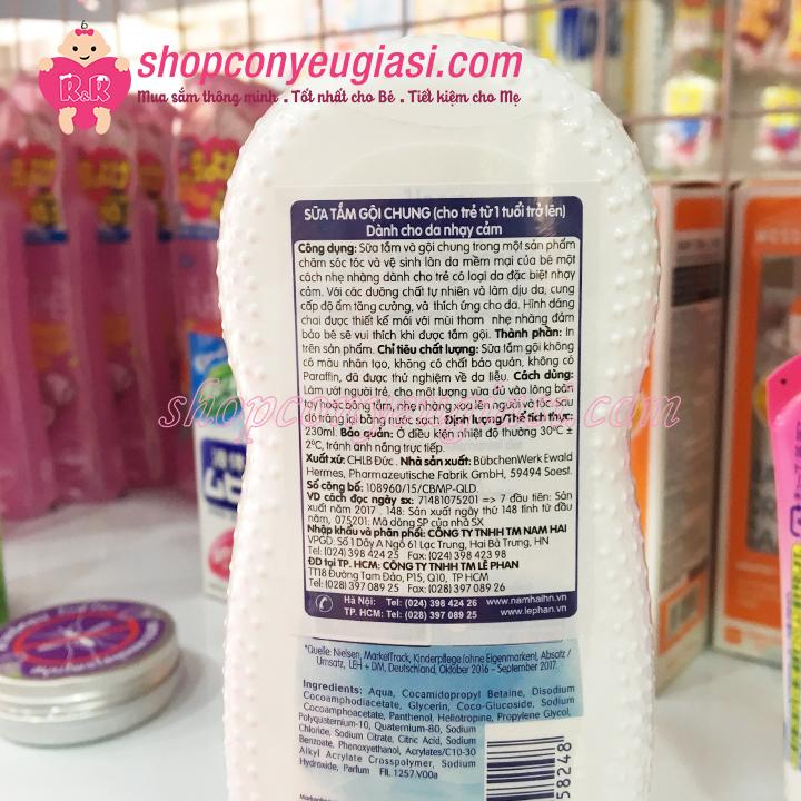 [HCM]Sữa Tắm Gội Bubchen Dành Cho Da Nhạy Cảm 230ml