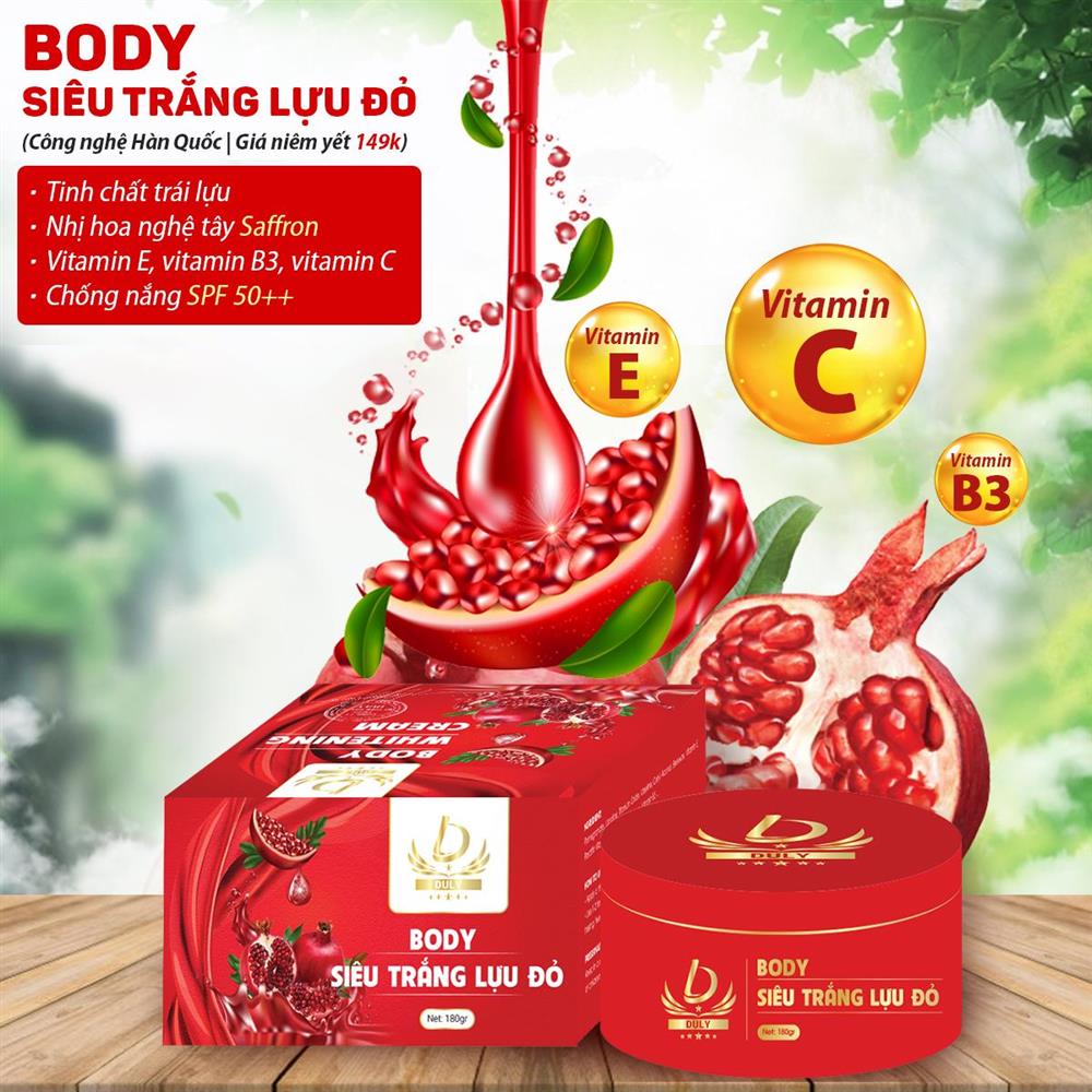 Kem body siêu trắng lựu đỏ